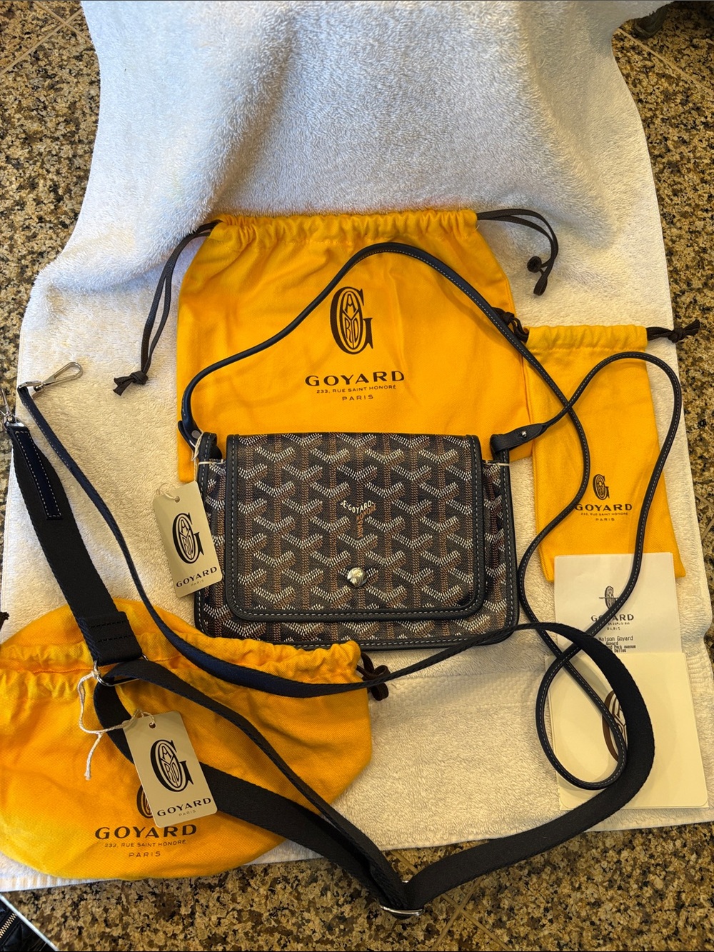Goyard Plumet Navy with extra strap Pouch Crossbody Wallet Bag